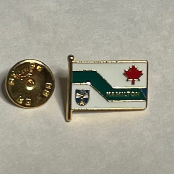 VTG Hamilton Ontario Canada Pre-Amalgamation Flag Collectible EnamelPin Pinback - Picture 8 of 9